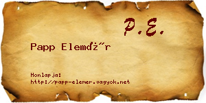 Papp Elemér névjegykártya